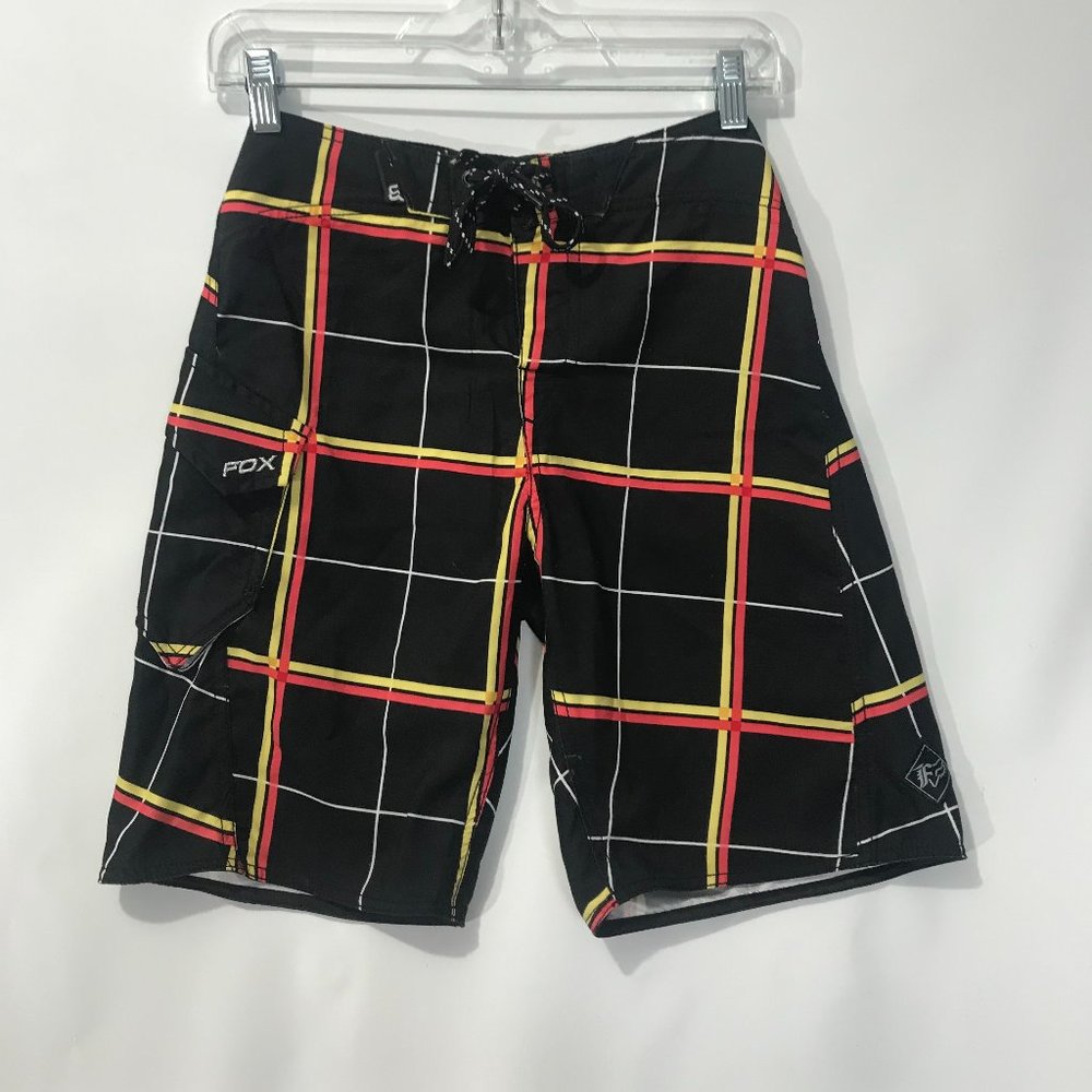 Boys Fox Racing Black/Yel/Red Boardshorts Size 25